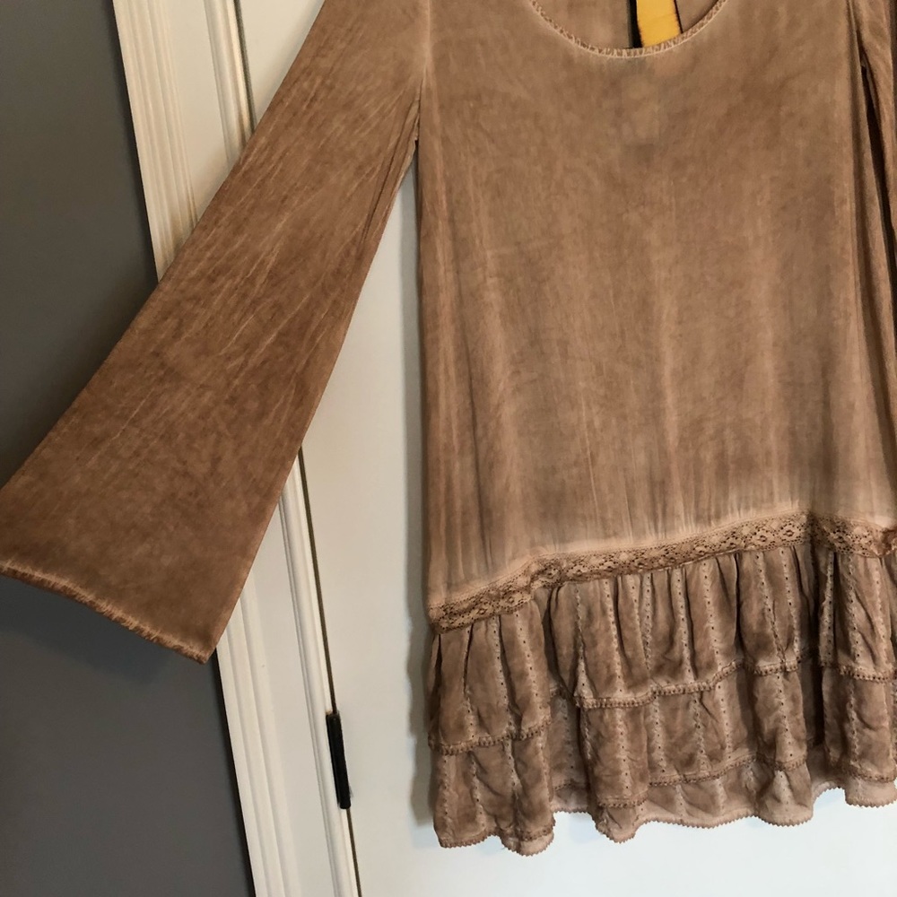 Light Brown Dress W Fringy Bottom (SOLD)